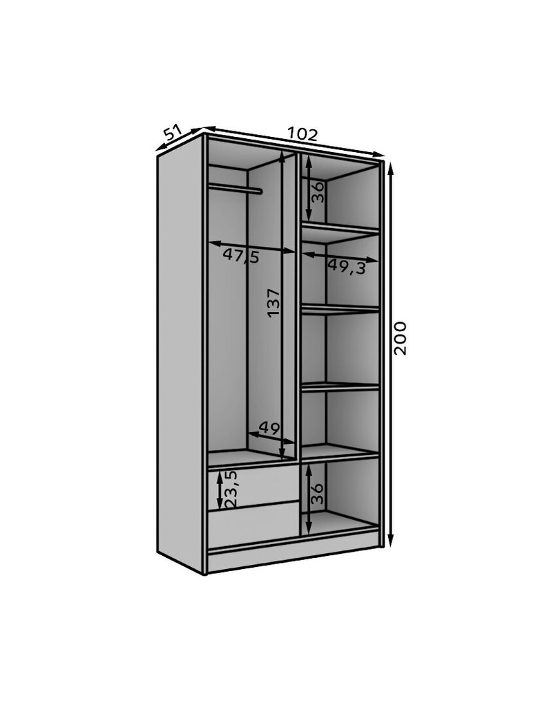 Vaatekaappi ADRK Furniture Neri 100, ruskea/valkoinen hinta ja tiedot | Kaapit | hobbyhall.fi