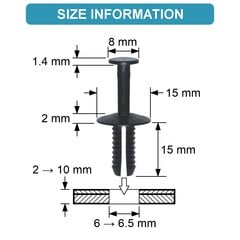 Kiinnikkeet Carso, Rivet 6x15, VW, MB ja BMW N90359101, 50kpl hinta ja tiedot | Lisätarvikkeet autoiluun | hobbyhall.fi