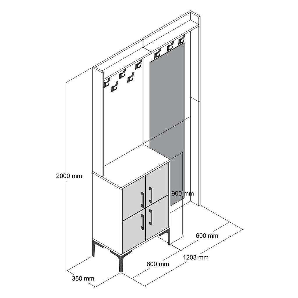 Eteinen setti Asir Berlin BC, valkoinen hinta ja tiedot | Eteisen kalusteryhmät | hobbyhall.fi