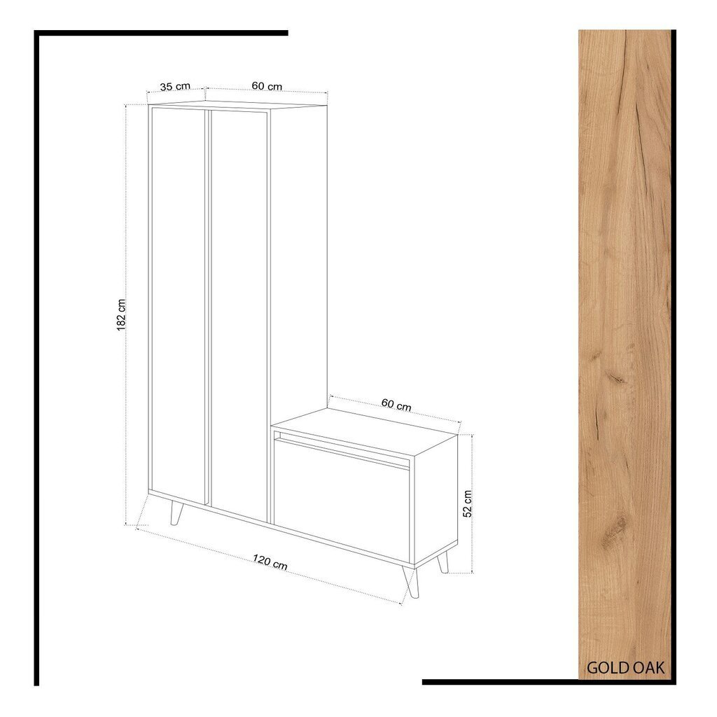 Eteinen setti Asir Utta, keltainen hinta ja tiedot | Eteisen kalusteryhmät | hobbyhall.fi