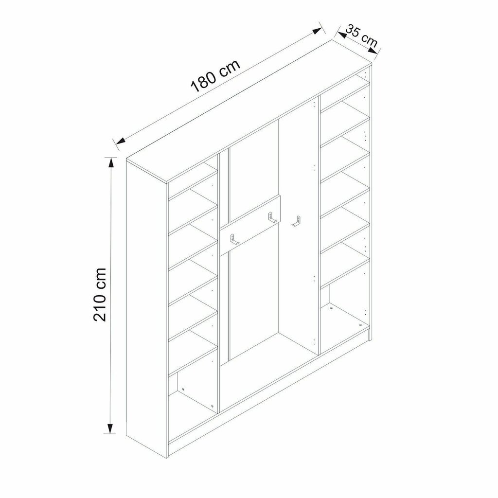 Käytävän vaatekaappi Asir Noah 8200, valkoinen hinta ja tiedot | Eteisen kaapit | hobbyhall.fi