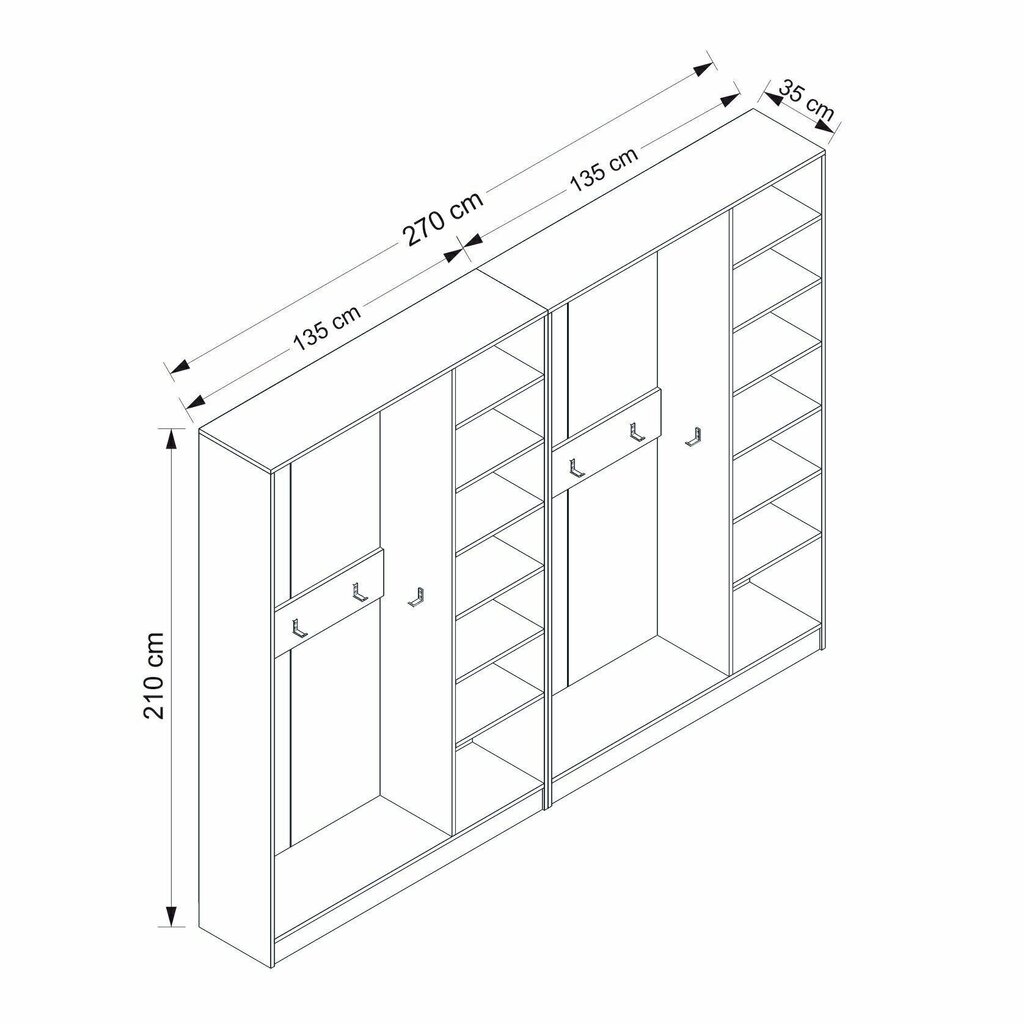 Eteisen kaappi Asir Noah 8203, valkoinen hinta ja tiedot | Eteisen kaapit | hobbyhall.fi