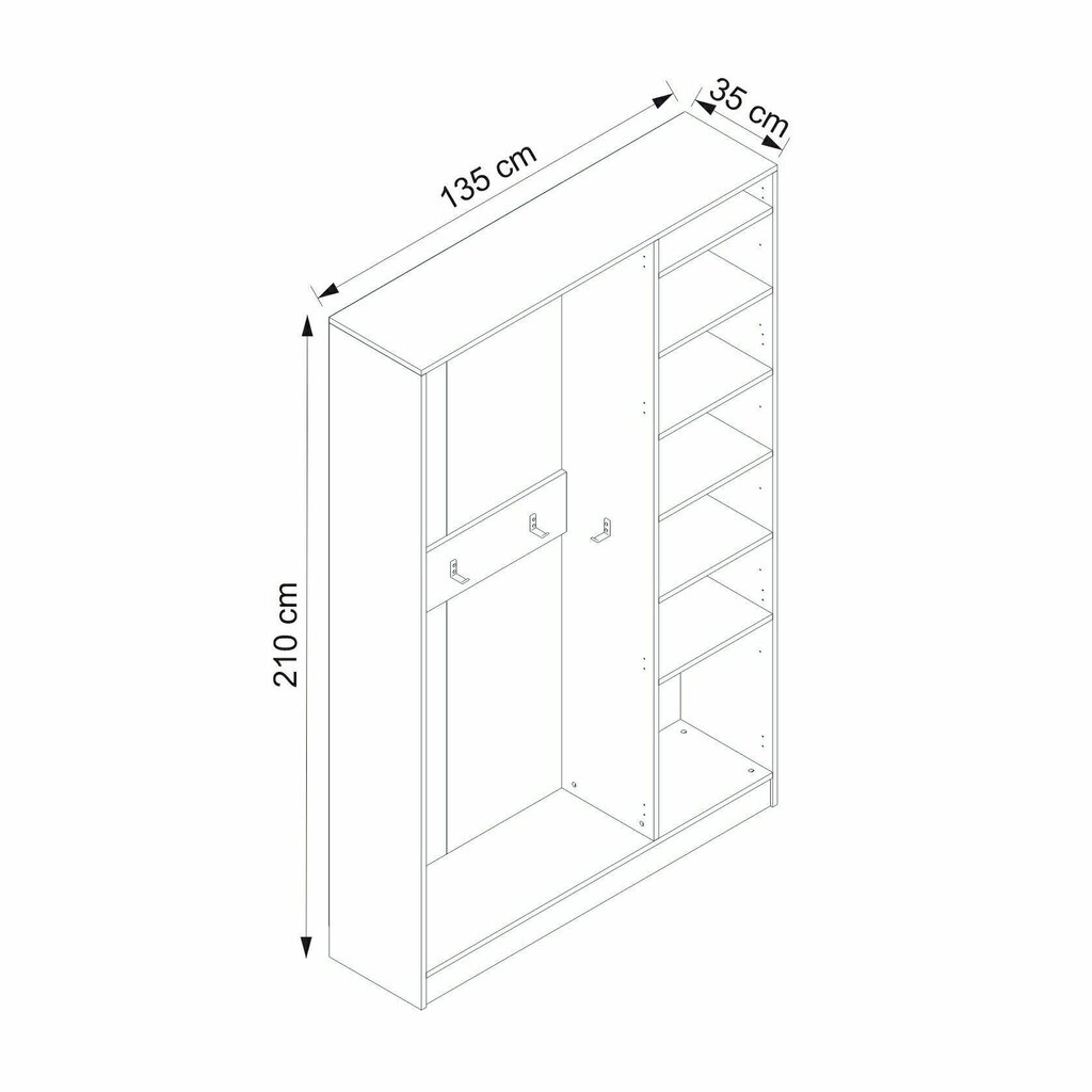 Eteisen kaappi Asir Noah 8210, harmaa hinta ja tiedot | Eteisen kaapit | hobbyhall.fi