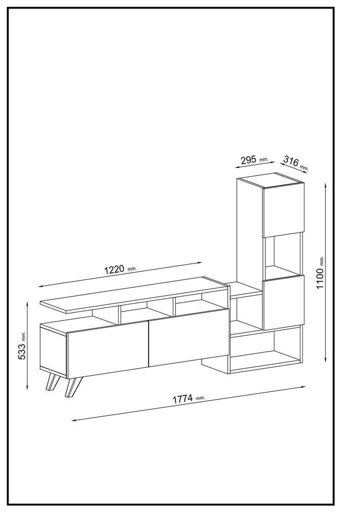 TV-taso Tower - valkoinen, pähkinä hinta ja tiedot | TV-tasot | hobbyhall.fi