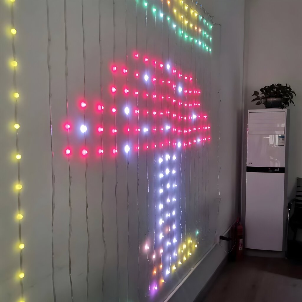 LED-verho muokattavilla animaatioilla ja kuvioilla, 2x2m, 400 LEDiä, LIVMAN QX-A-B-C-D-E hinta ja tiedot | Jouluvalot | hobbyhall.fi