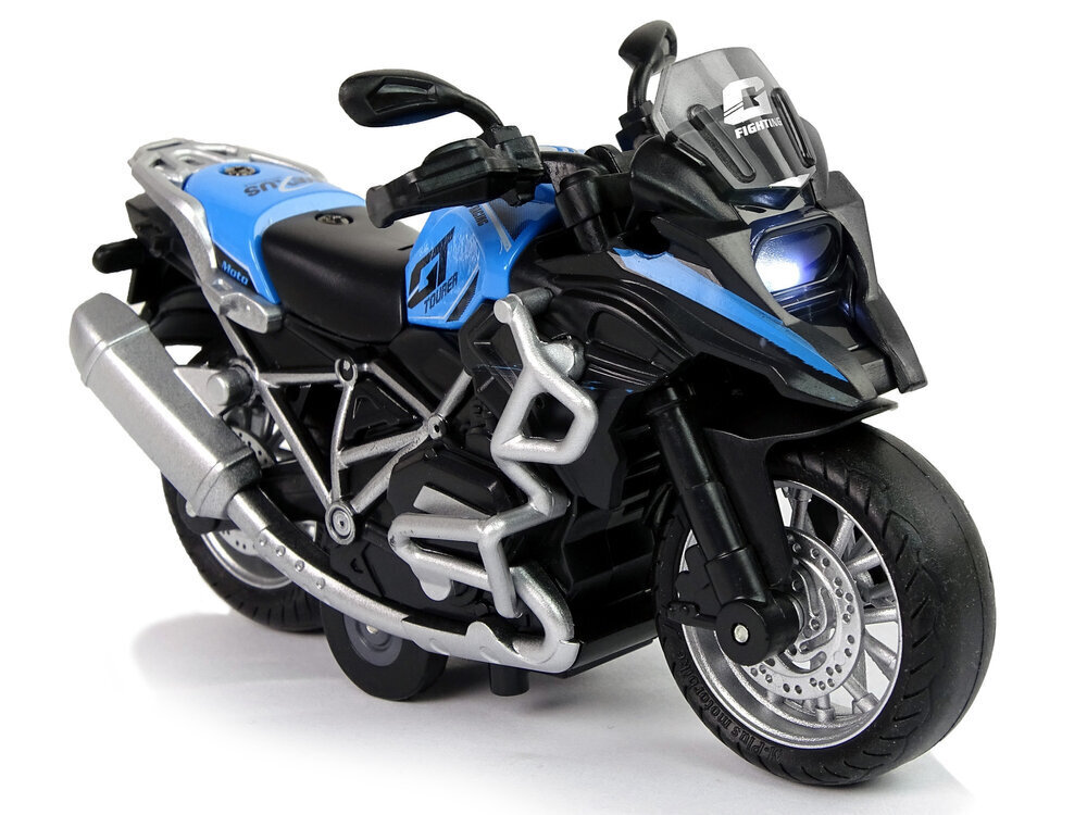 GT Motorcycle Blue 1:14 Drive Pull Back Sound Lights hinta ja tiedot | Poikien lelut | hobbyhall.fi