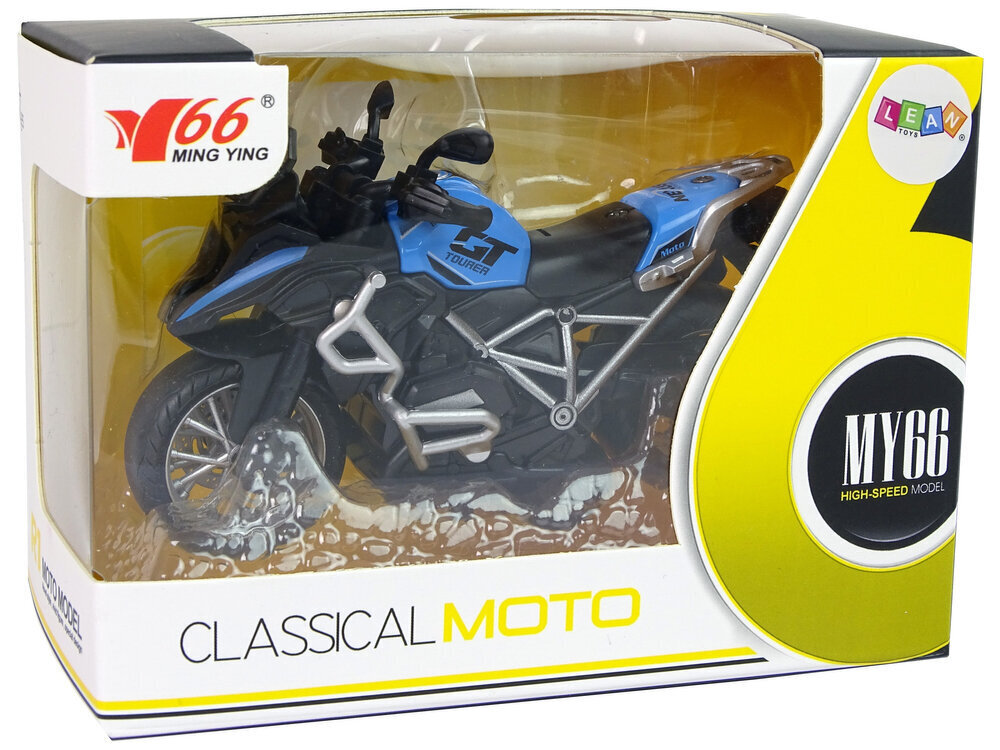 GT Motorcycle Blue 1:14 Drive Pull Back Sound Lights hinta ja tiedot | Poikien lelut | hobbyhall.fi