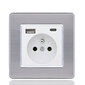 Type-c+USB16A Type 86 French Socket Panel, Kantojen määrä: 2 reikää, USB-porttien lukumäärä: 1, Type-C-porttien lukumäärä: 1, Turvallinen ja kiinteä (ruostumaton teräs pyöreillä kulmilla, valkoinen) hinta ja tiedot | Kytkimet ja pistorasiat | hobbyhall.fi