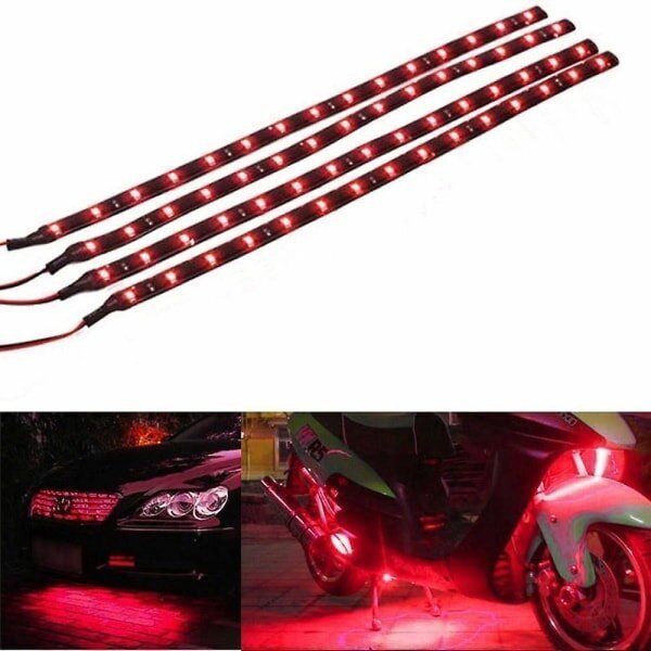 10 kpl vedenpitävä joustava LED-nauha alustavalo autoon moottoripyörään punainen hinta ja tiedot | Lisätarvikkeet autoiluun | hobbyhall.fi