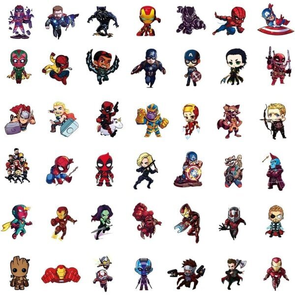 100 kpl supersankari Avengers -tarroja Superhero hinta ja tiedot | Koristeet ja tarrat | hobbyhall.fi