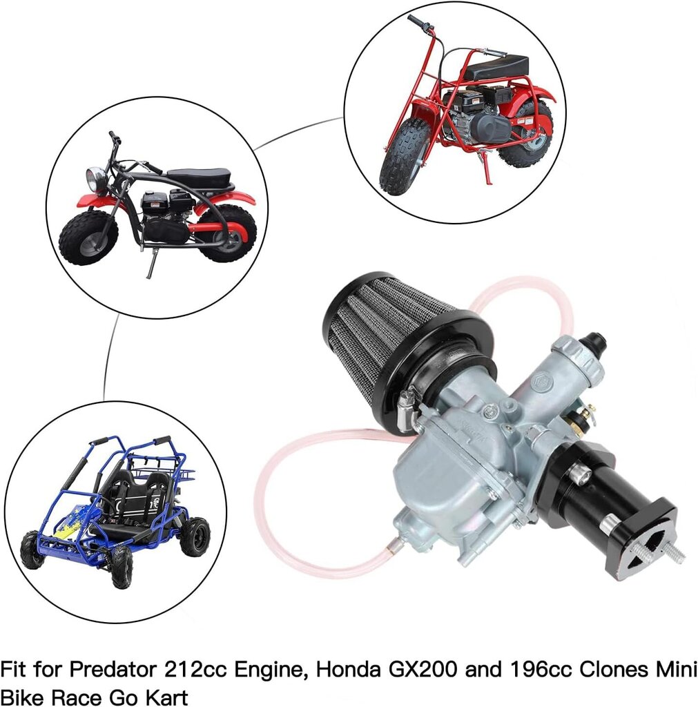 VM22 Kaasutin Predator 212cc 196cc 224cc Coleman CT200U BT200X GX160 GX200 6,5hp OHV Clone Engine KT196 Baja MB200 Mini Bike Kart 38mm ilmansuodattimen suorituskykyosilla musta hinta ja tiedot | Puutarhatyökalut | hobbyhall.fi