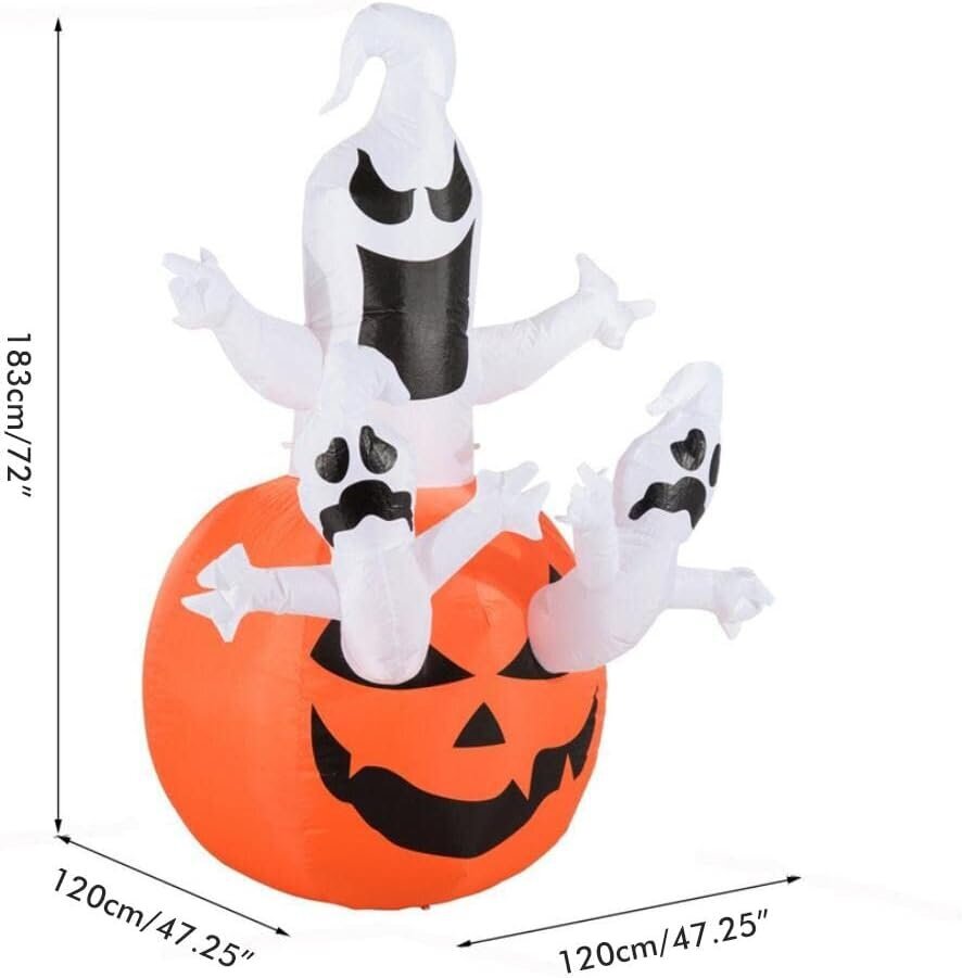 Halloween puhallettava koristeellinen kurpitsahaamu, puhallettava sisustus LED-puutarhavaloilla, haamu, kurpitsa, sopii sisäpihan nurmikon taloon hinta ja tiedot | Puutarha- ja ulkovalot | hobbyhall.fi