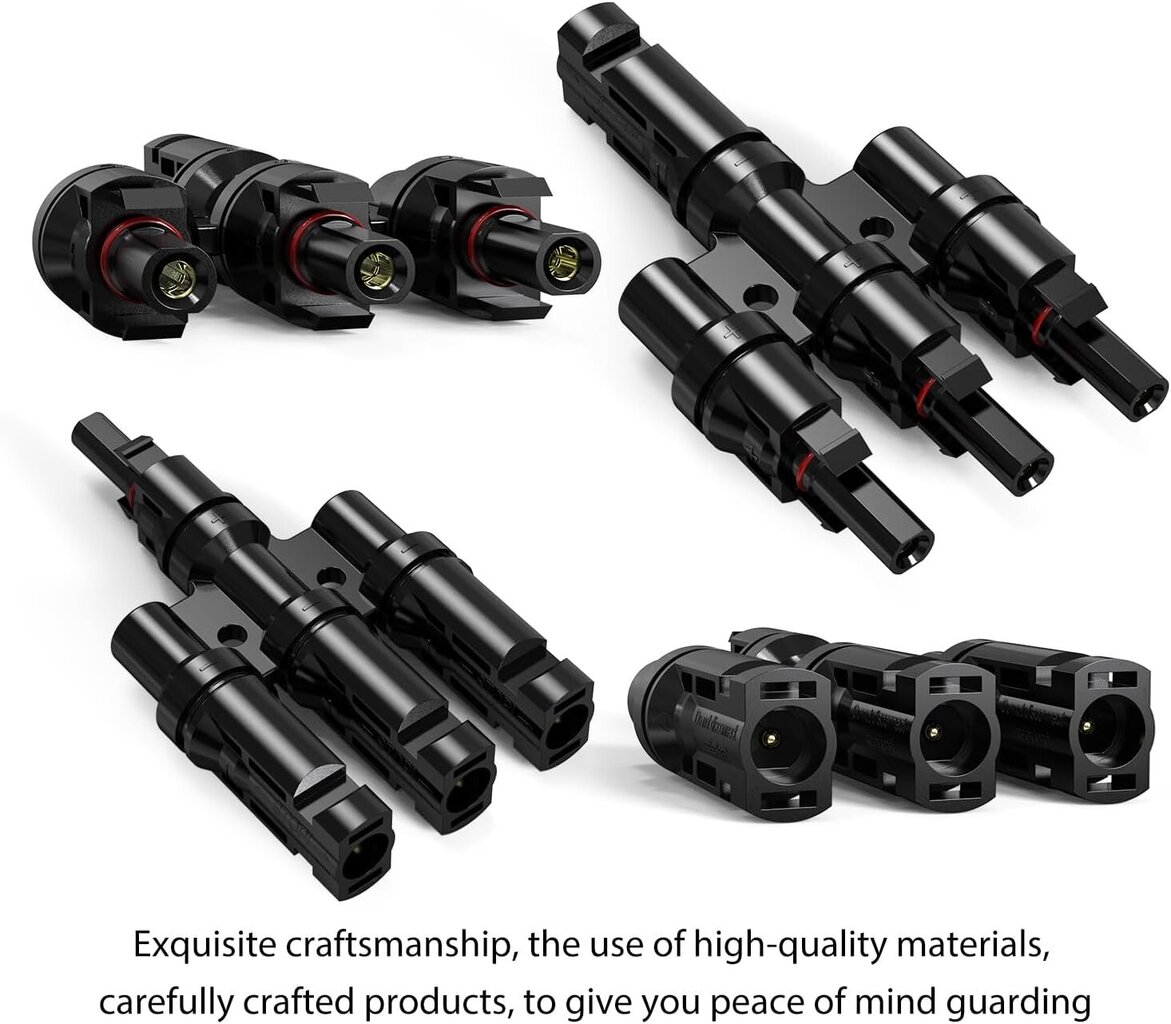 Pari aurinkopaneelin kaapelin T-haaraliittimet, 1 uros - 3 naaras (M/3F) ja 1 naaras - 3 uros (F/3M) hinta ja tiedot | Aurinkopaneelit | hobbyhall.fi