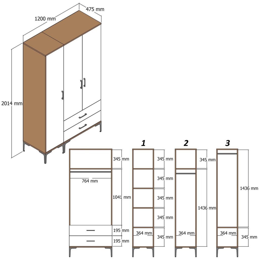 Vaatekaappi Asir Kumsal RT, beige hinta ja tiedot | Kaapit | hobbyhall.fi