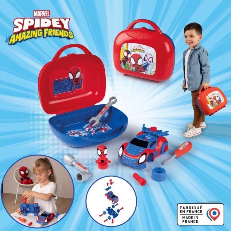 Lagaminas työkaluille Smoby Disney Marvel Spidey 7600360905, 5 osaa hinta ja tiedot | Poikien lelut | hobbyhall.fi