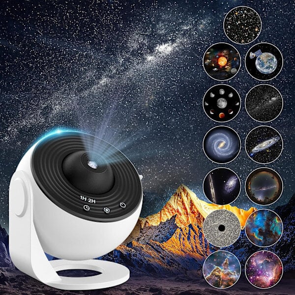 Tähtiprojektori Planetaarioprojektori Tähtiprojektori Galaxy Katto kattoon aikuisille, 12 levyä 360° pyörivä yövalo lapsille aikuisille hinta ja tiedot | Projektorit | hobbyhall.fi