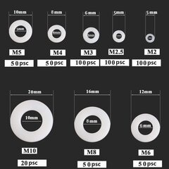 520 kpl Nylon Aluslevyt Muovitiivisteet M2 M2.5 M3 M4 M5 M6 M8 M10 hinta ja tiedot | Ruokapöydän tuolit | hobbyhall.fi