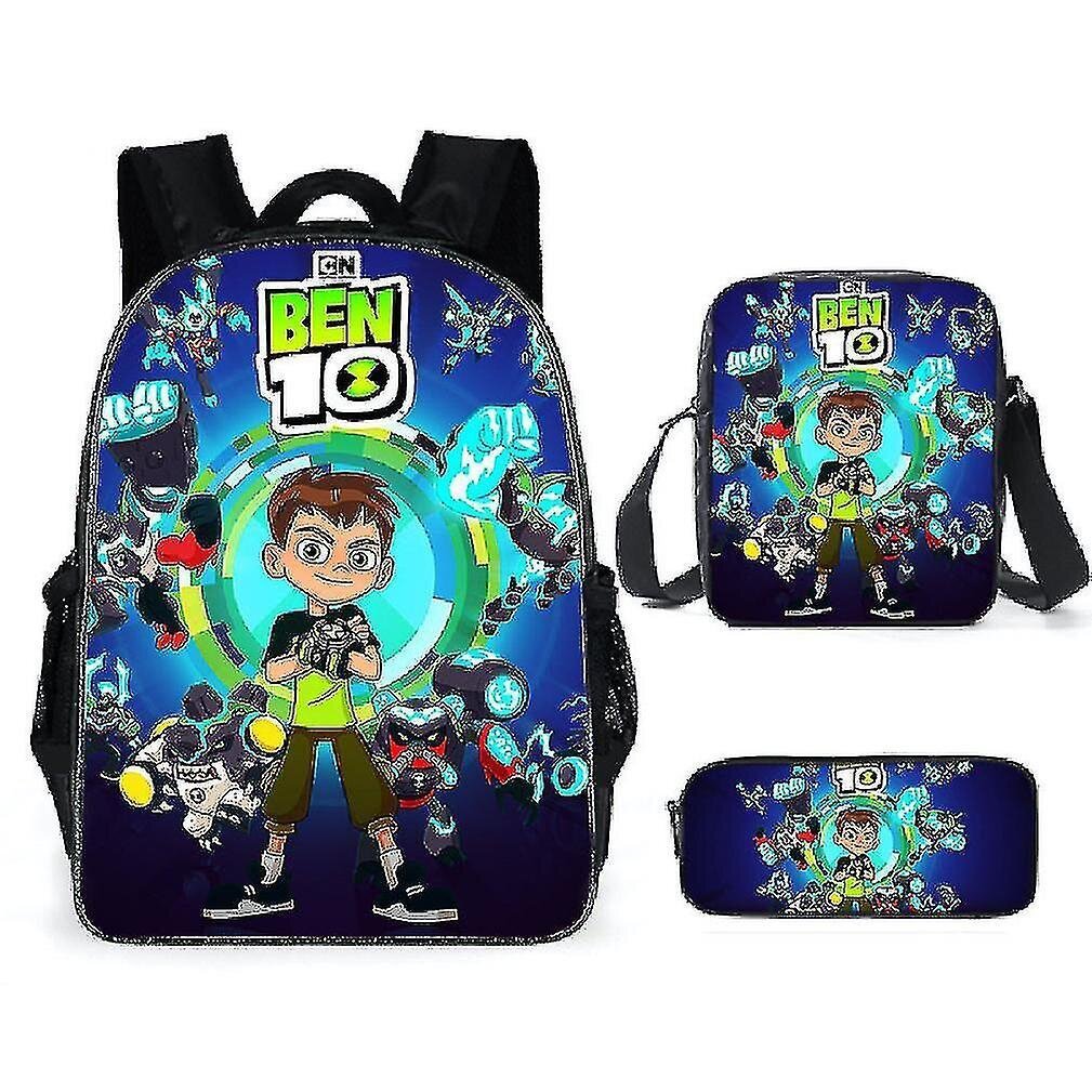 3 kpl/setti Anime Ben 10 Satchel koulureppu Mesenger Bag Penaalilaukku hinta ja tiedot | Urheilukassit ja reput | hobbyhall.fi