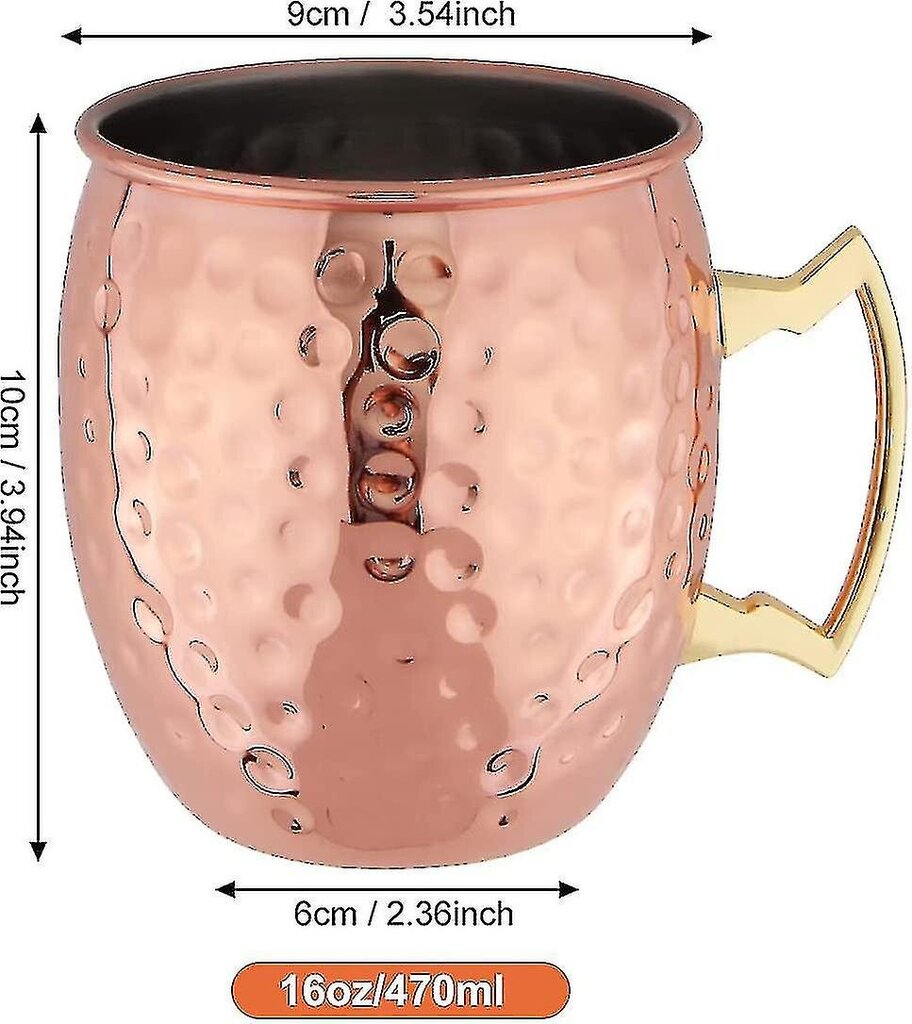 kuparimukisarja, 4 kuparimukia, kuparimuuli Moskovan muulicocktailille, 16 unssia lahjasetti hinta ja tiedot | Lasit, mukit ja kannut | hobbyhall.fi