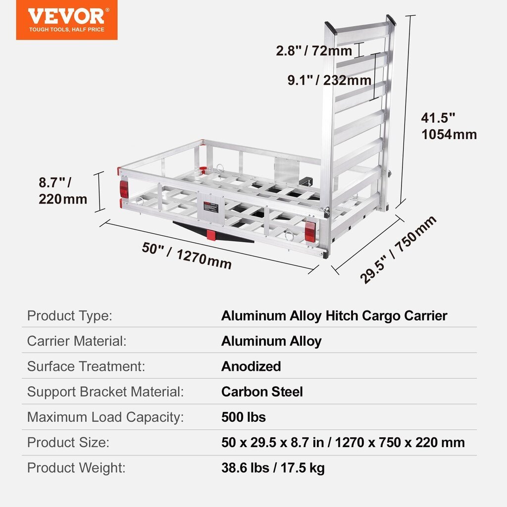 Vetokoukkuun asennettava tavarahylly, tavarateline Vevor, 226,8 kg hinta ja tiedot | Lisätarvikkeet autoiluun | hobbyhall.fi