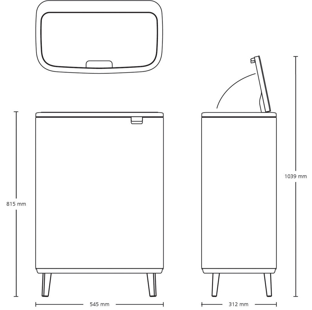 Brabantia Bo Touch Hi 60L Roska-astia, musta hinta ja tiedot | Roska-astiat | hobbyhall.fi