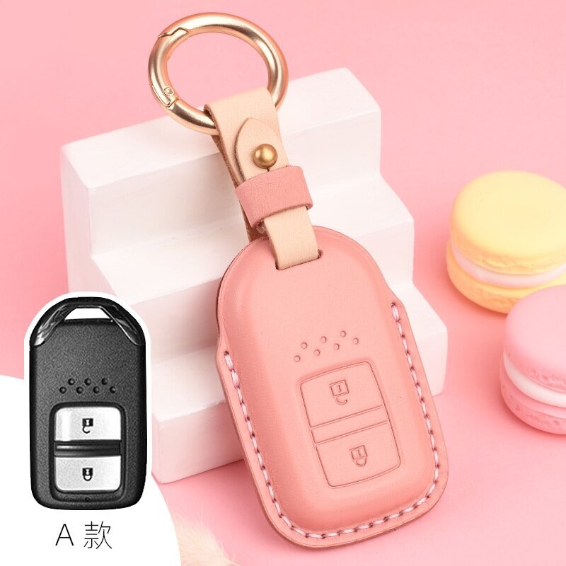 (2 Button Pink) Ylellinen pehmeä aitoa nahkaa oleva auton avainsuojakotelo Hondalle 3 Button Accord Civic Fit Crider avaimenperä kuorilaukkutarvikkeet hinta ja tiedot | Lisätarvikkeet autoiluun | hobbyhall.fi