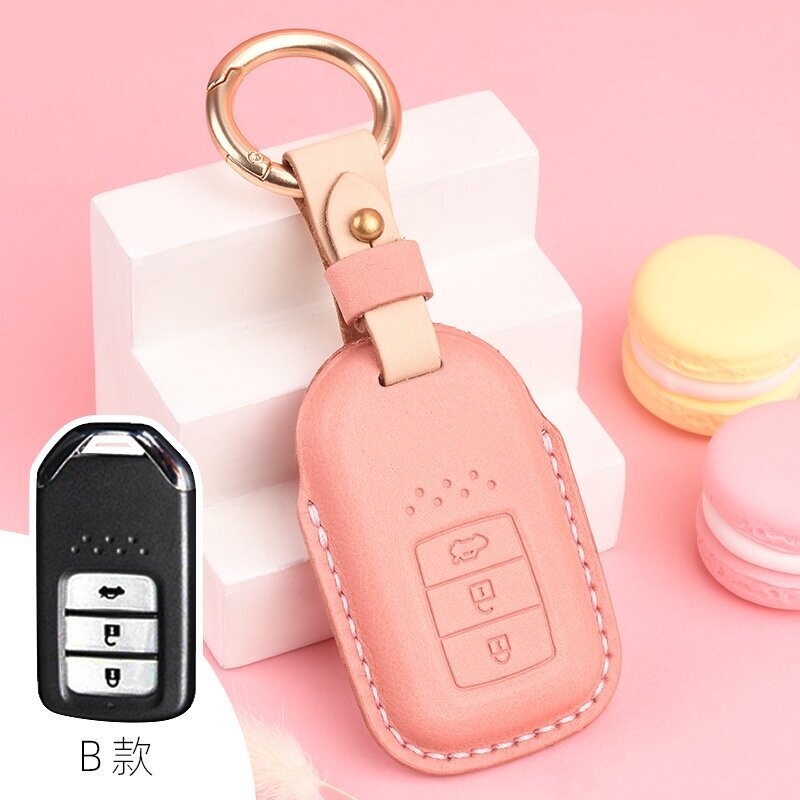 (3 Button Trunk Pink) Ylellinen pehmeä aitoa nahkaa oleva auton avainsuojus Hondalle 3 Button Accord Civic Fit Crider avaimenperä kuorilaukkutarvikkeet hinta ja tiedot | Lisätarvikkeet autoiluun | hobbyhall.fi