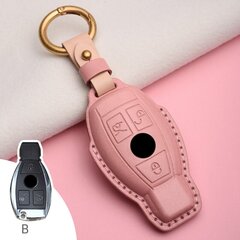 (B 3 Button pink) Lady Aito lehmännahkainen auton avainkotelon kansi kuumapuristussuojakuori Mercedes Benzin käsintehdyille autotarvikkeille hinta ja tiedot | Lisätarvikkeet autoiluun | hobbyhall.fi