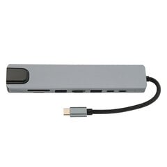 8 in 1 -telakointiasema Type C - PD USB C USB3.0 USB2.0 Muistikortti Muistikortti HD Multimedialiitäntä RJ45 Telakointi Harmaa hinta ja tiedot | Muistitikut | hobbyhall.fi