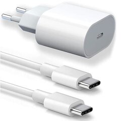 20W USB-C-pikalaturi + 20W 1M USB-C-USB-C-kaapeli iPhone 15 Pro Maxille - iPhone 15 Plus - iPhone 15 Pro - iPhone 15 - WELLNGS hinta ja tiedot | Puhelimen lisätarvikkeet | hobbyhall.fi