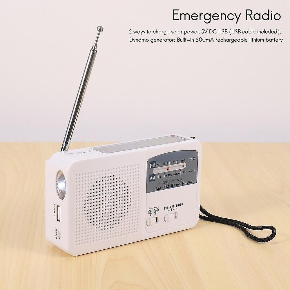 Hätäradio aurinkoenergialla ja käsikammalla, itsesähköinen, akku USB-lataus Fm/am-radio LED-lamppu hinta ja tiedot | Kelloradiot ja herätyskellot | hobbyhall.fi