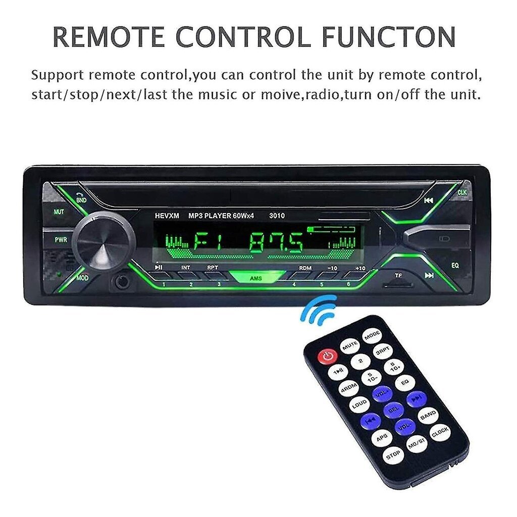 Autostereo Bluetoothilla, Single Din Radio Fm Media Player Usb/tf/sd/aux Audiovastaanotin, Hands Fre hinta ja tiedot | Kelloradiot ja herätyskellot | hobbyhall.fi