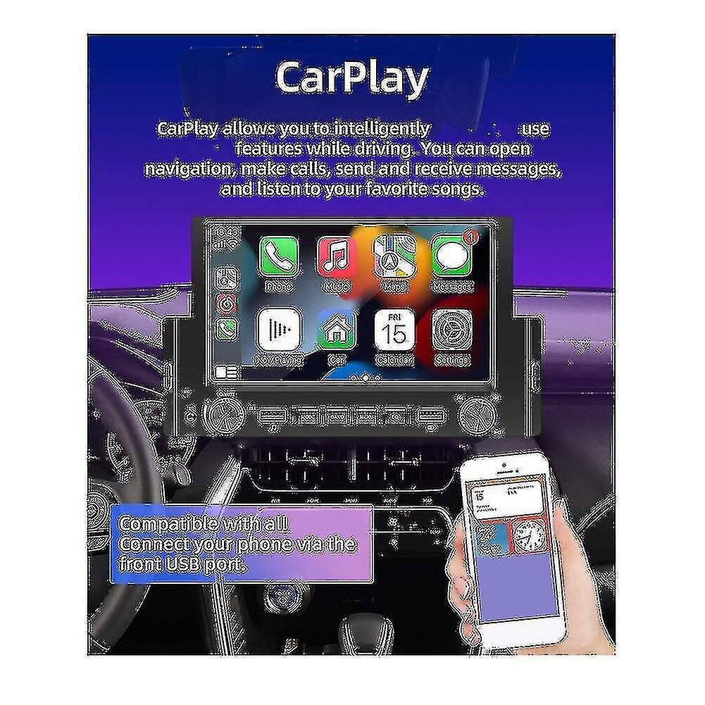 1din 6,2 tuuman näyttö Carplay Android-auto Radio Autostereo Bluetooth Mp5-soitin 2usb Fm-vastaanotin Hea hinta ja tiedot | Kelloradiot ja herätyskellot | hobbyhall.fi