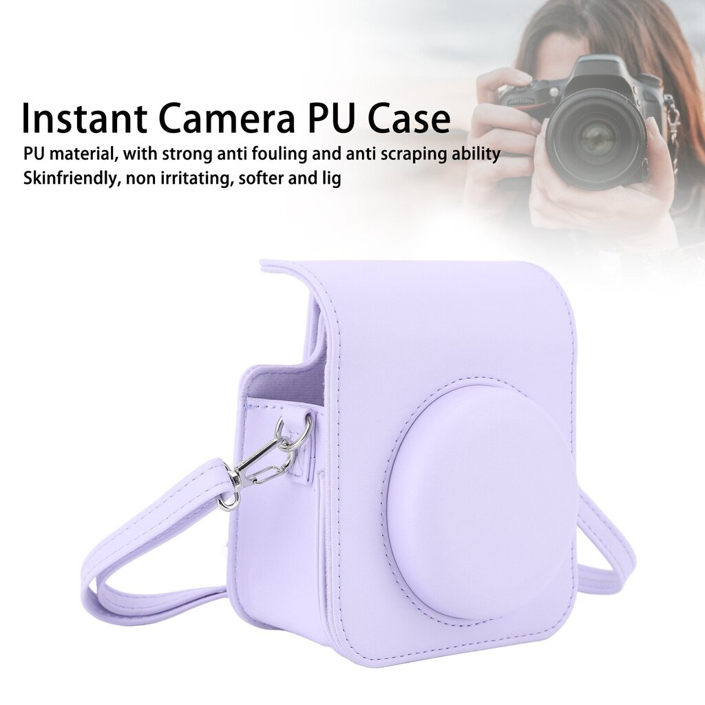 Mini Instant Camera Suojalaukku PU-kamerakotelo säädettävällä olkahihnalla Fujifilm Instax Mini 12 -kameralle, violetti hinta ja tiedot | Kameralaukut | hobbyhall.fi