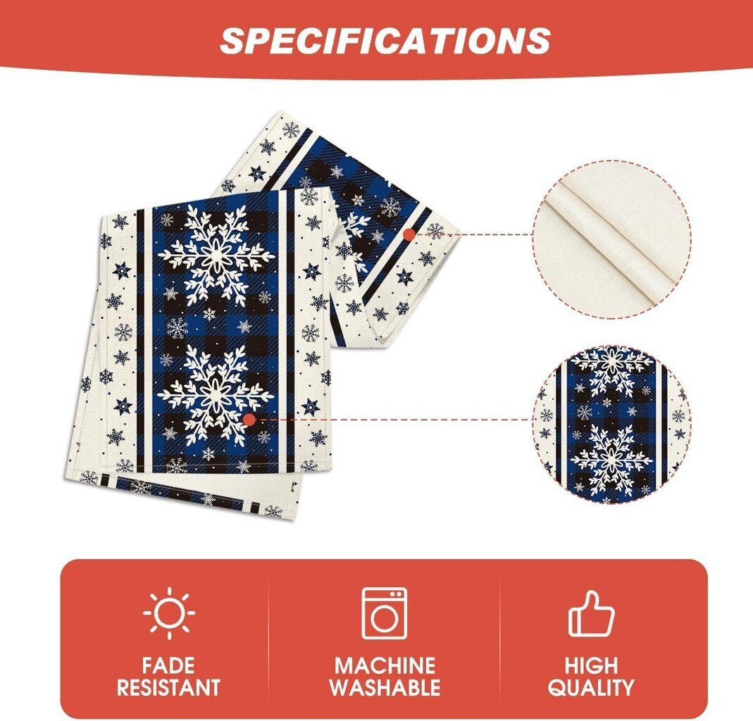 Buffalo Plaid Snowflakes Blue Christmas Table Runner, kausiluonteinen talvikeittiön ruokapöydän koristelu kotibileiden sisustukseen 13x72 tuumaa hinta ja tiedot | Joulukuusen koristeet | hobbyhall.fi