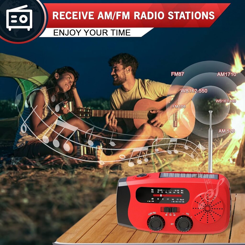 Käsikammen hätäradio - 7400mWh AM/FM/NOAA sääradio hinta ja tiedot | Kaiuttimet | hobbyhall.fi