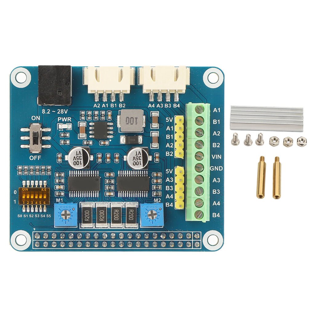 Askelmoottorihattu Raspberry Pi HR 8825 -moottoriohjainpiirin moottoriohjaimelle, joka käyttää 2 askelmoottoria 1/32 Microstepping hinta ja tiedot | Stepperit | hobbyhall.fi