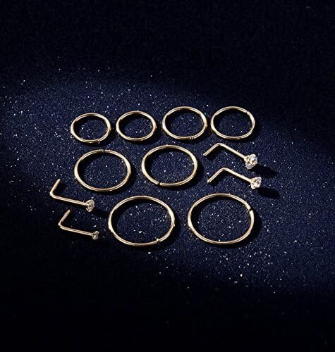 Nenärenkaat 12 kpl 20G 316L ruostumaton teräs L muotoiset nenänapit Rusto Tragus Septum Lävistykset 6-12MM C: 12 Kpl kultaa hinta ja tiedot | Korusetit | hobbyhall.fi