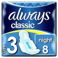 Terveyssiteet Always Night, 8 kpl hinta ja tiedot | Tamponit ja terveyssiteet | hobbyhall.fi