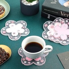 Pvc Coaster Cherry Blossom Coaster Liukumaton eristävä lasinalta 4 kpl hinta ja tiedot | Pöytäliinat, tabletit ja lautasliinat | hobbyhall.fi