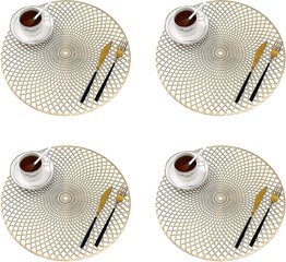 4 kpl mattoa. Kultaiset Placematot Pyöreät Placematot Placemat Vinyyli Hollow Placematos Pyyhi lahja hinta ja tiedot | Pöytäliinat, tabletit ja lautasliinat | hobbyhall.fi