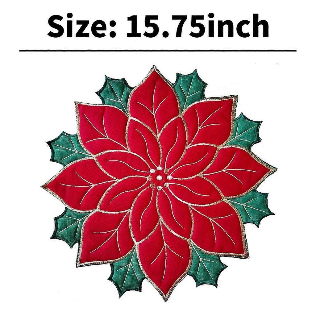 Holiday Christmas Brodeeratut paikkamatot Applikoitu Joulutähti Placematos Joulun kukka tabletti hinta ja tiedot | Pöytäliinat, tabletit ja lautasliinat | hobbyhall.fi