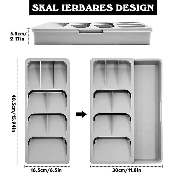 Järjestäjä, ruokailuvälinetarjotin, 9 lokero, laajennettava järjestely hinta ja tiedot | Keittiövälineet | hobbyhall.fi