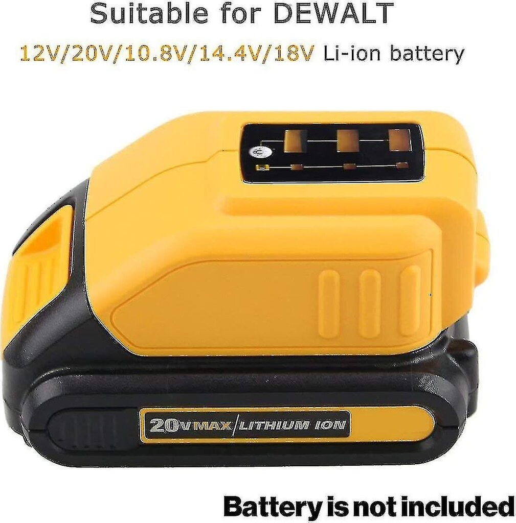 Dcb090 USB-sovittimen vaihto kaikille Dewalt 10.8v/14.4v/18v Li-ion-akuille USB-laturin virtaliitännät hinta ja tiedot | Paristolaturit | hobbyhall.fi