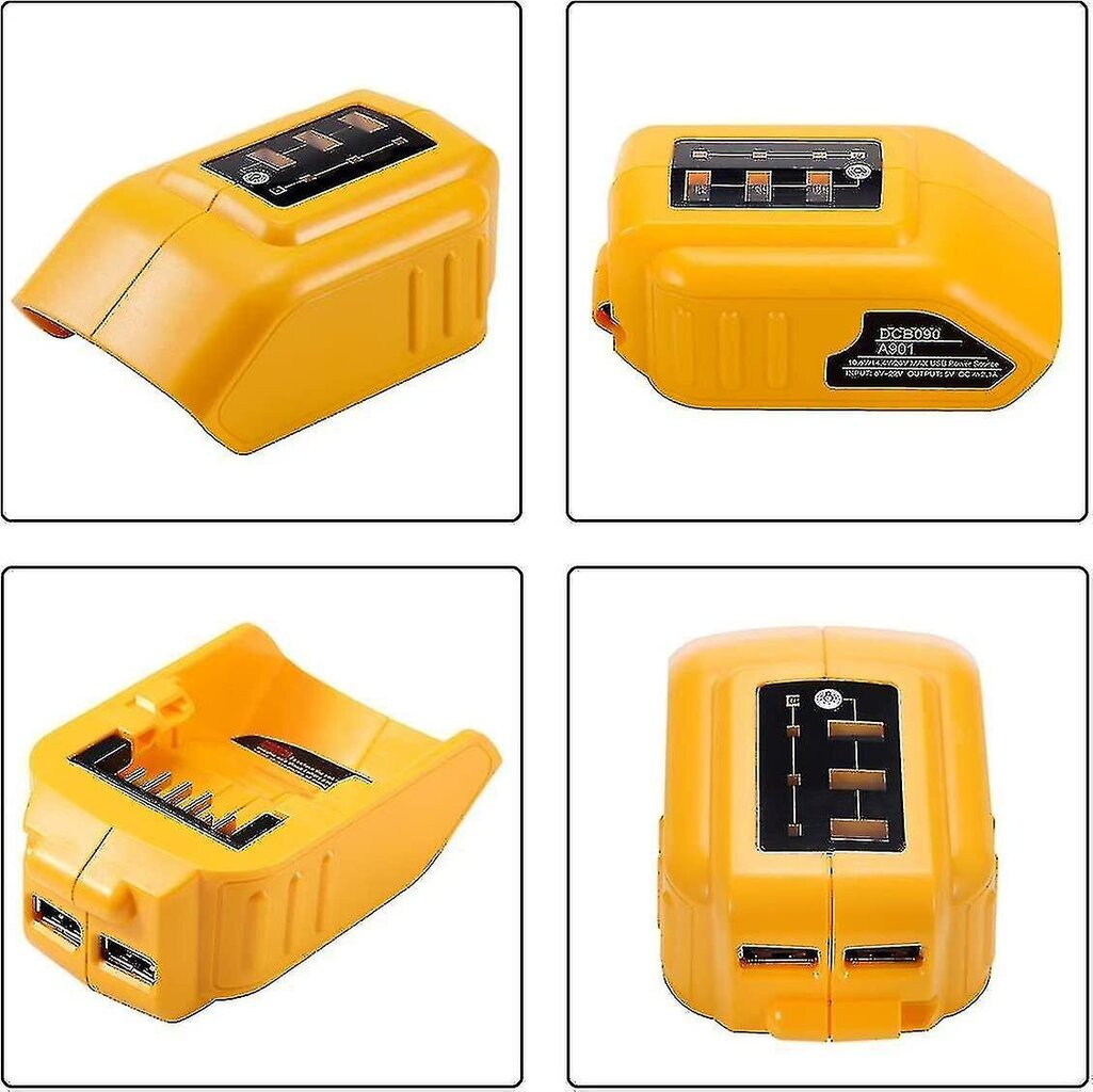 Dcb090 USB-sovittimen vaihto kaikille Dewalt 10.8v/14.4v/18v Li-ion-akuille USB-laturin virtaliitännät hinta ja tiedot | Paristolaturit | hobbyhall.fi