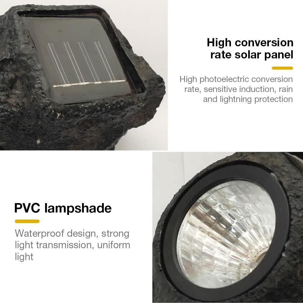 Outdoor Solar Rock Lights, vedenpitävä Solar Rockery puutarhavalot puutarhan takapihan koristeluun, musta hinta ja tiedot | Lattiavalaisimet | hobbyhall.fi