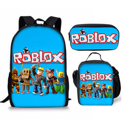 3D Roblox Opiskelijalaukku Lounaskassi Penaalilaukku Roblox Reppu Kolmiosainen setti hinta ja tiedot | Tietokonelaukut | hobbyhall.fi