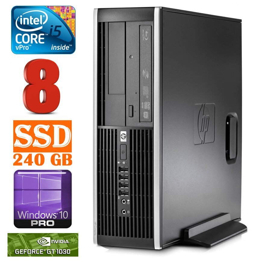 HP 8100 Elite SFF i5-650 8GB 240SSD GT1030 2GB DVD WIN10Pro hinta ja tiedot | Pöytätietokoneet | hobbyhall.fi