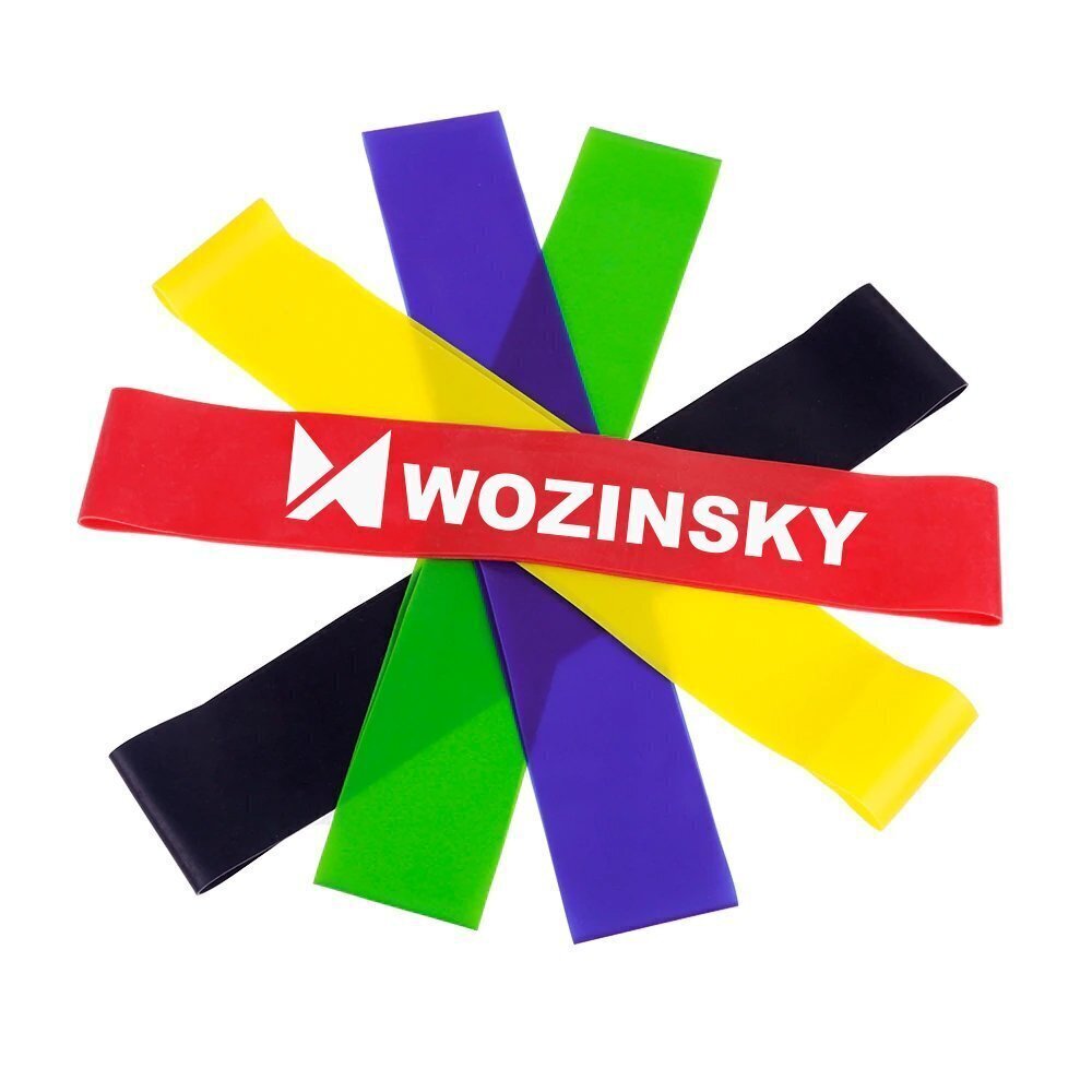 Wozinsky Exercise Bands Resistance Loop Band, kumi elastinen voimaharjoitteluvälineet kotikuntosaliin (WRBS5-01) hinta ja tiedot | Vastuskuminauhat | hobbyhall.fi