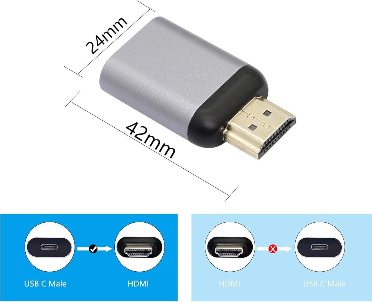 USB C-HDMI-sovitin, 4K@60Hz USB Type C naaras-HDMI-urosmuunnin, kotiin ja toimistoon, Apple-laitteita ei tueta hinta ja tiedot | USB-sovittimet äänentoistoon | hobbyhall.fi